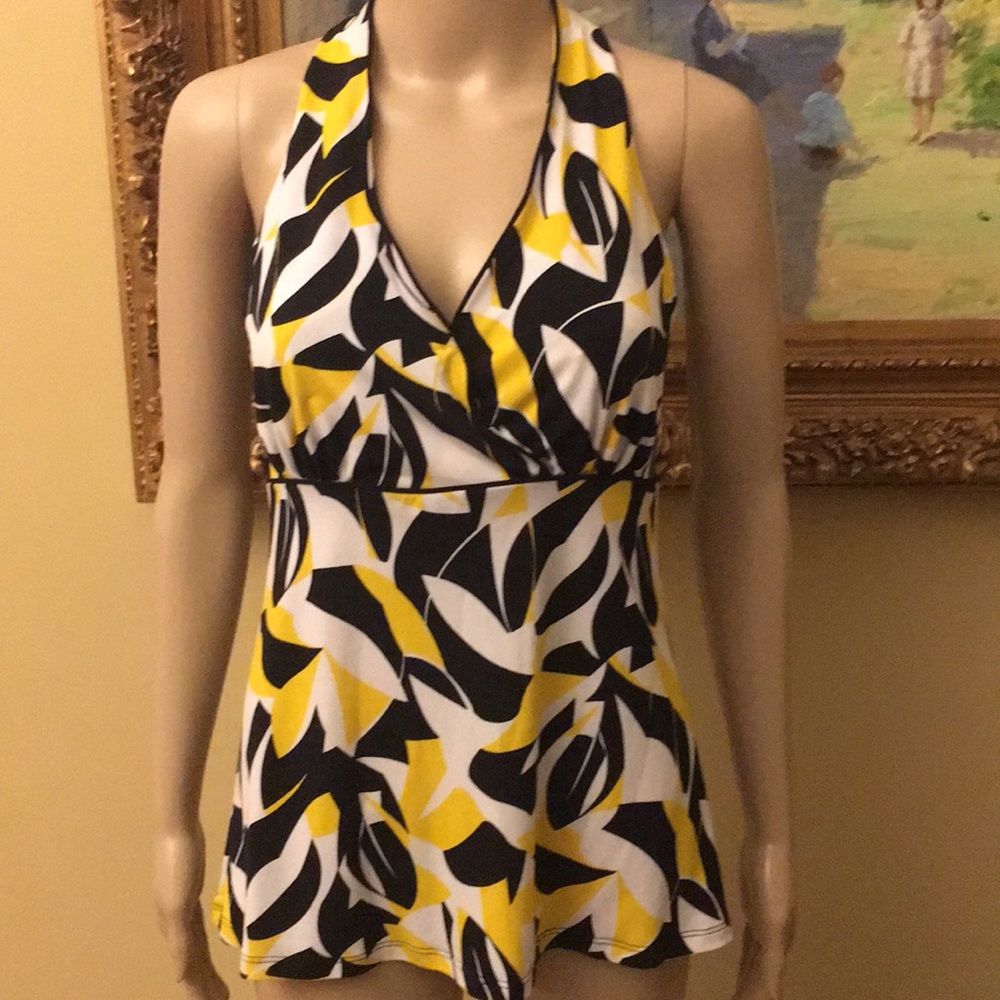 Inc black yellow white tank top